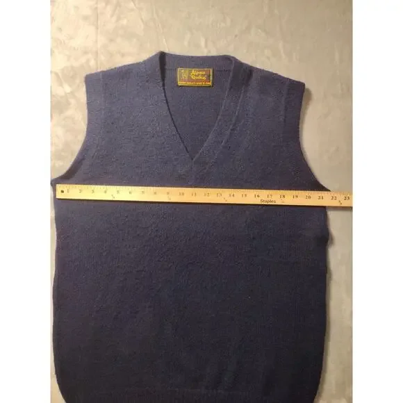Navy Blue Alpaca Wool V-Neck Tight Knit Sweater Vest Mens XL by Alpaca Quitex - Picture 3 of 6